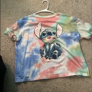 Cropped tie dye, stitch styled shirt